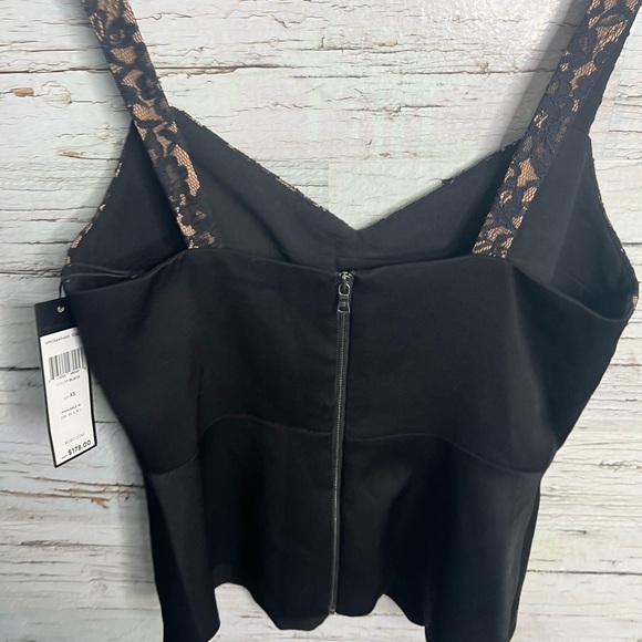 Bcbgmaxazria black tank top blouse lace brown size xs NWT - Picture 5 of 7